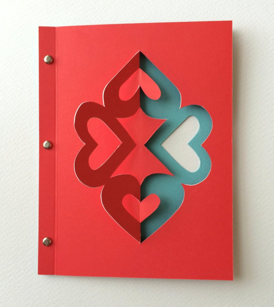 Red Four Heart Card by MayaMetzLogue